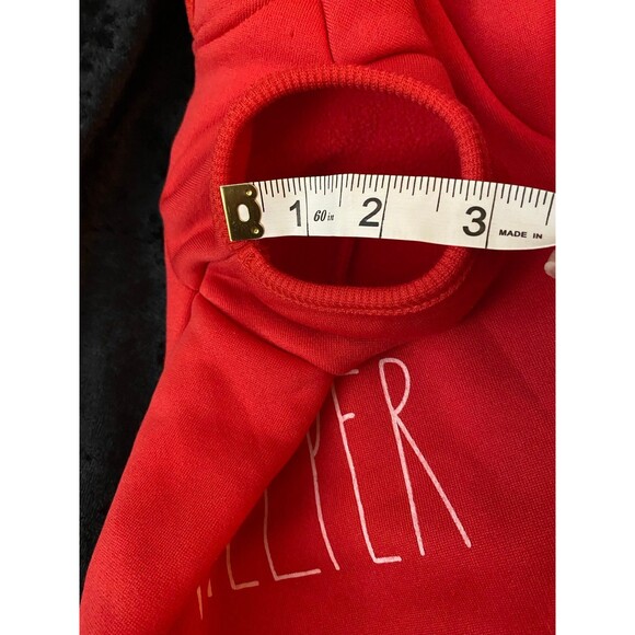Dog Hoodie Sweater Red Rae Dunn Santa’s Helper Leash Slot Hood NWOT Size M - Picture 11 of 12